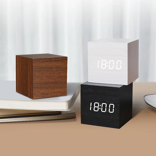 Luxe Wooden LED Alarm Clock