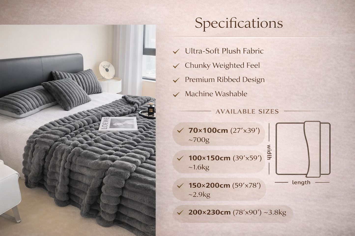 Luxe Collection Ribbed Throw