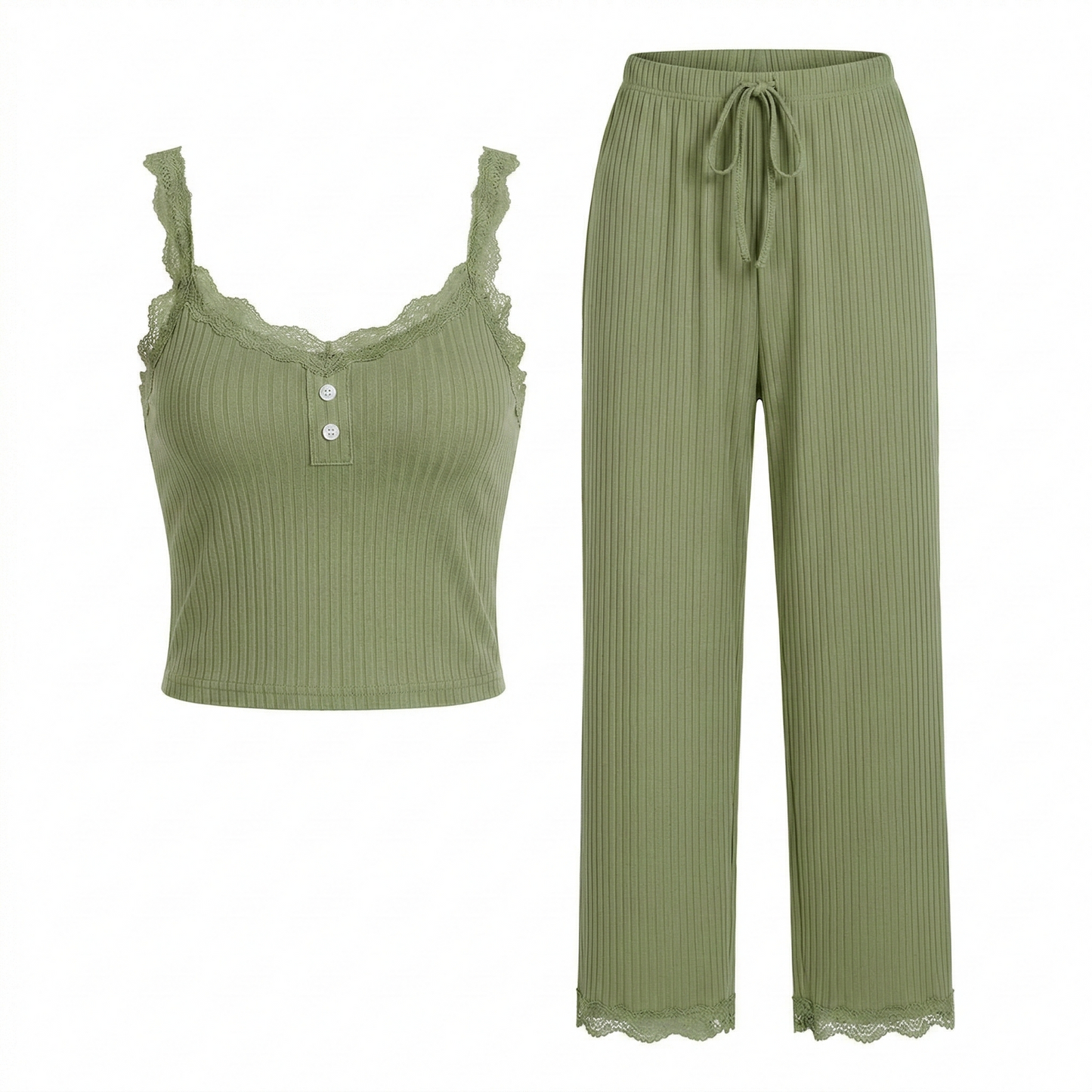 Lace Trim Pajama Set