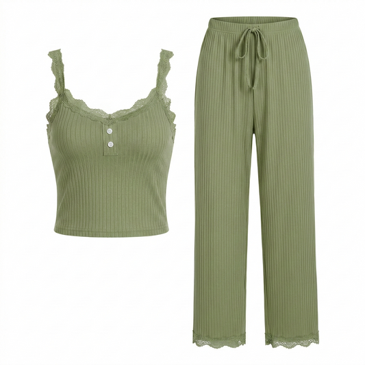Lace Trim Pajama Set