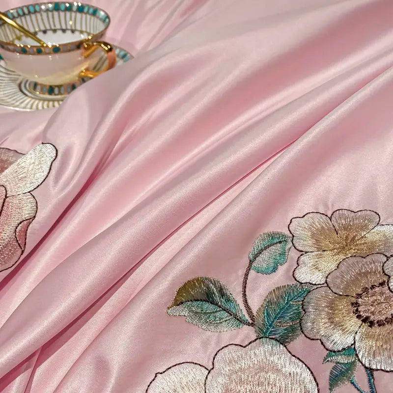 Green Satin Embroidered Bedding