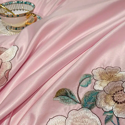 Green Satin Embroidered Bedding