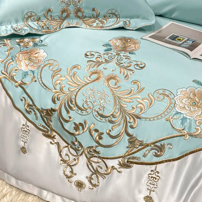 Green Satin Embroidered Bedding