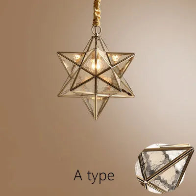 Copper Star Glass Chandelier