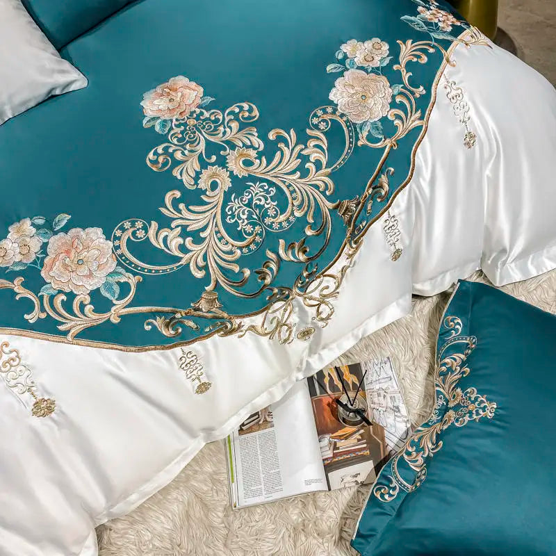 Green Satin Embroidered Bedding