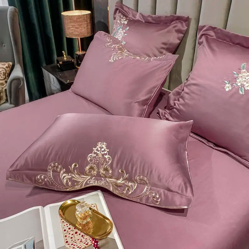 Green Satin Embroidered Bedding