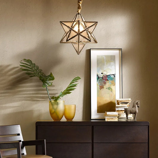 Copper Star Glass Chandelier