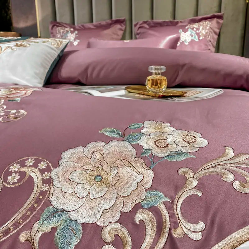 Green Satin Embroidered Bedding