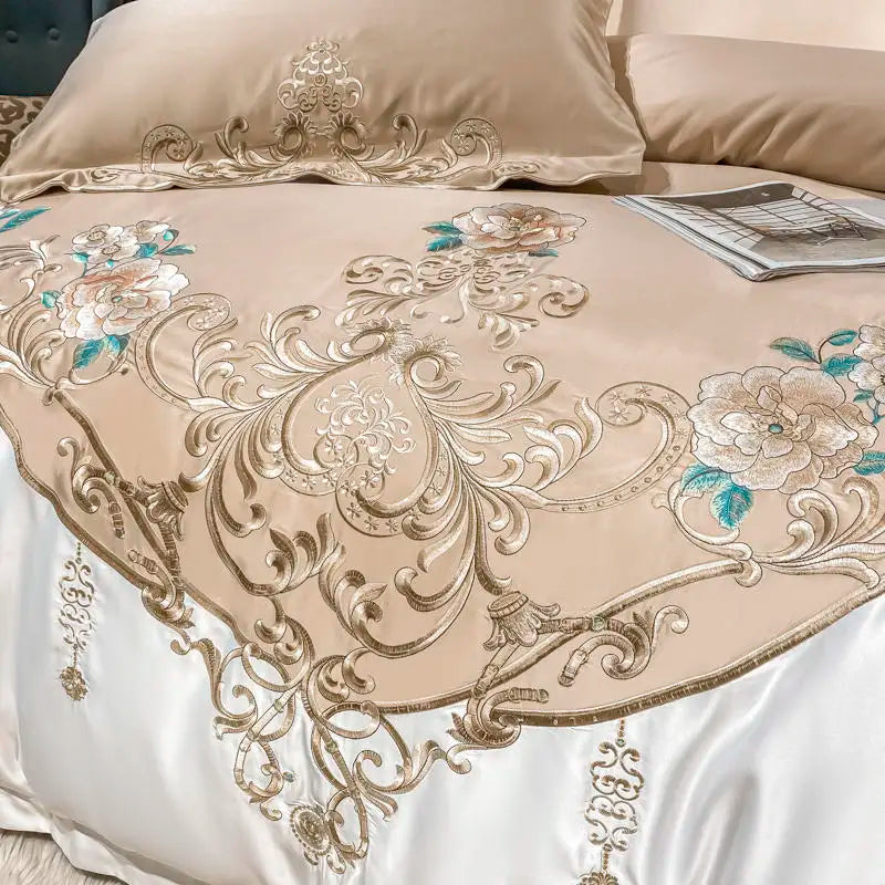 Green Satin Embroidered Bedding