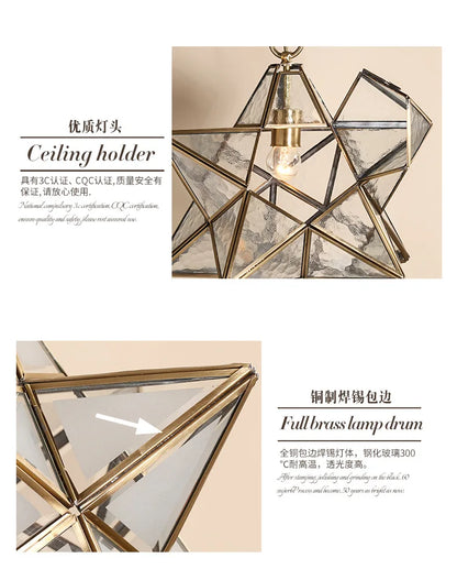 Copper Star Glass Chandelier