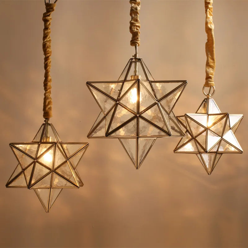 Copper Star Glass Chandelier
