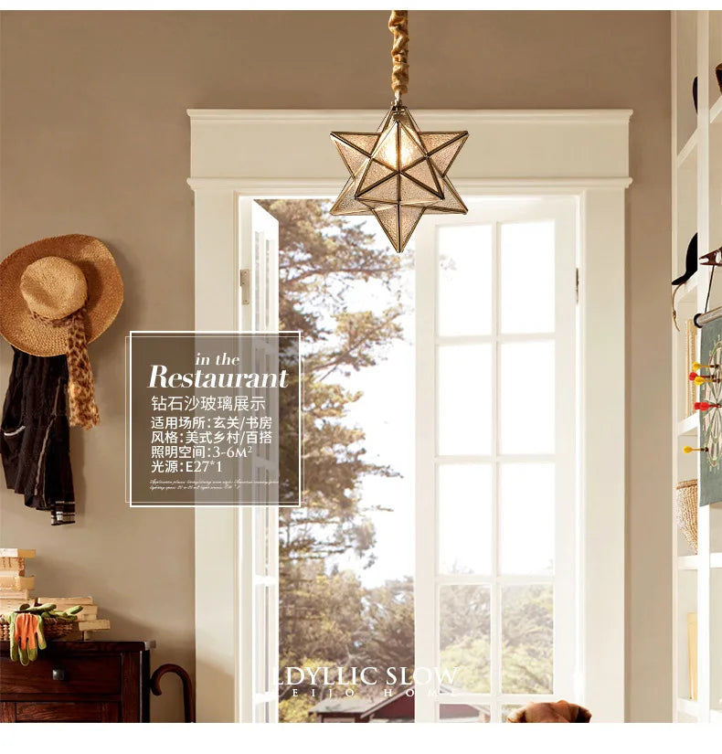 Copper Star Glass Chandelier