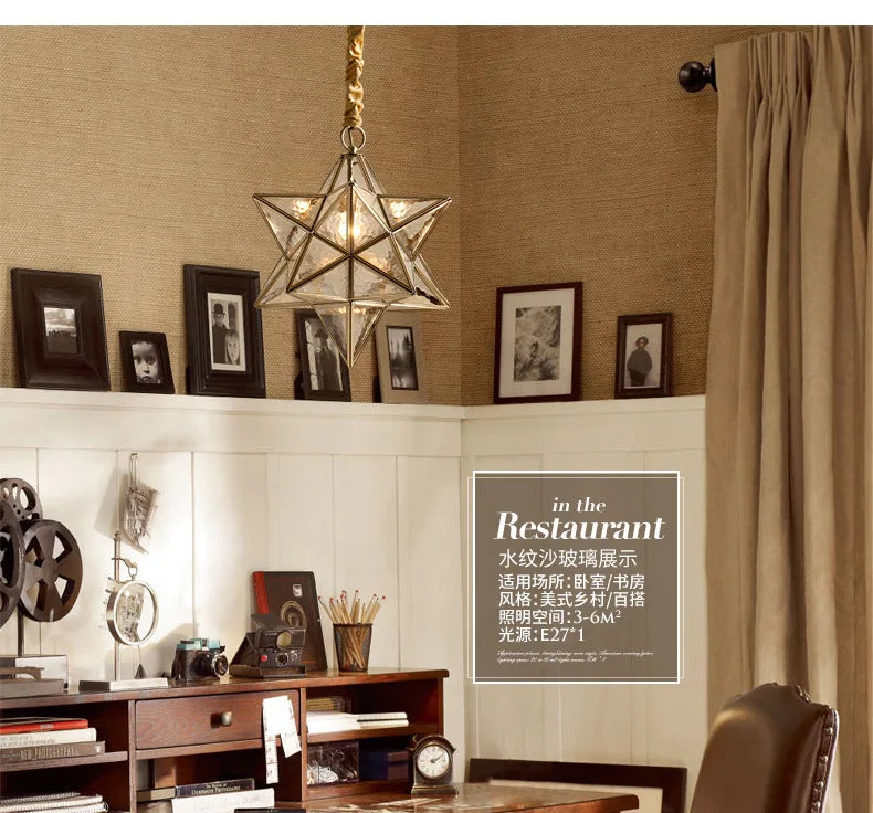 Copper Star Glass Chandelier