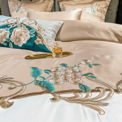 Green Satin Embroidered Bedding