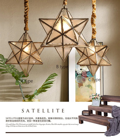 Copper Star Glass Chandelier