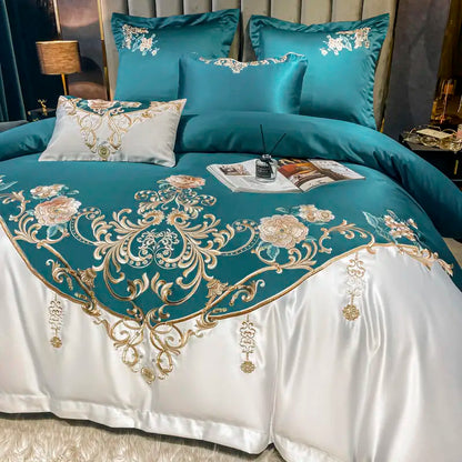 Green Satin Embroidered Bedding