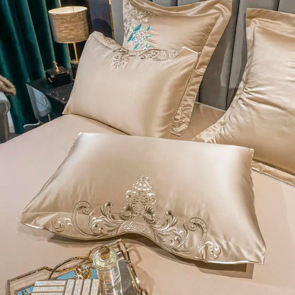 Green Satin Embroidered Bedding