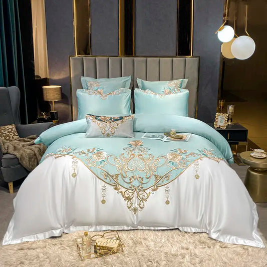 Green Satin Embroidered Bedding