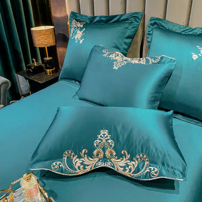 Green Satin Embroidered Bedding