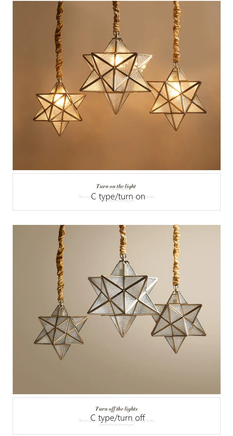 Copper Star Glass Chandelier