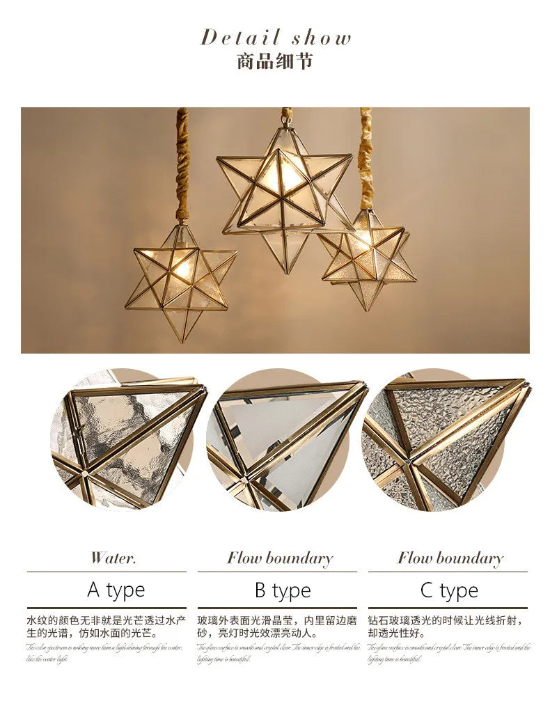 Copper Star Glass Chandelier