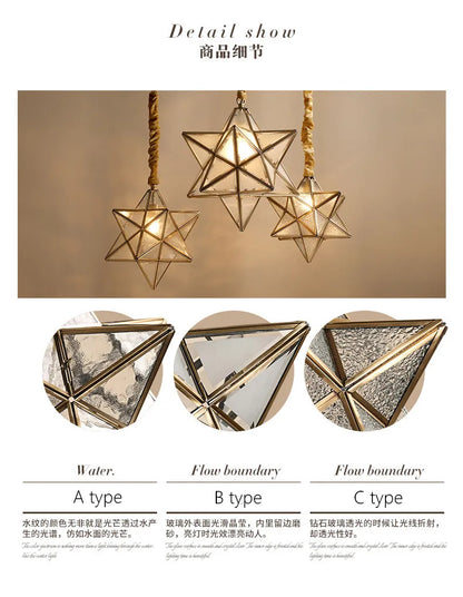 Copper Star Glass Chandelier