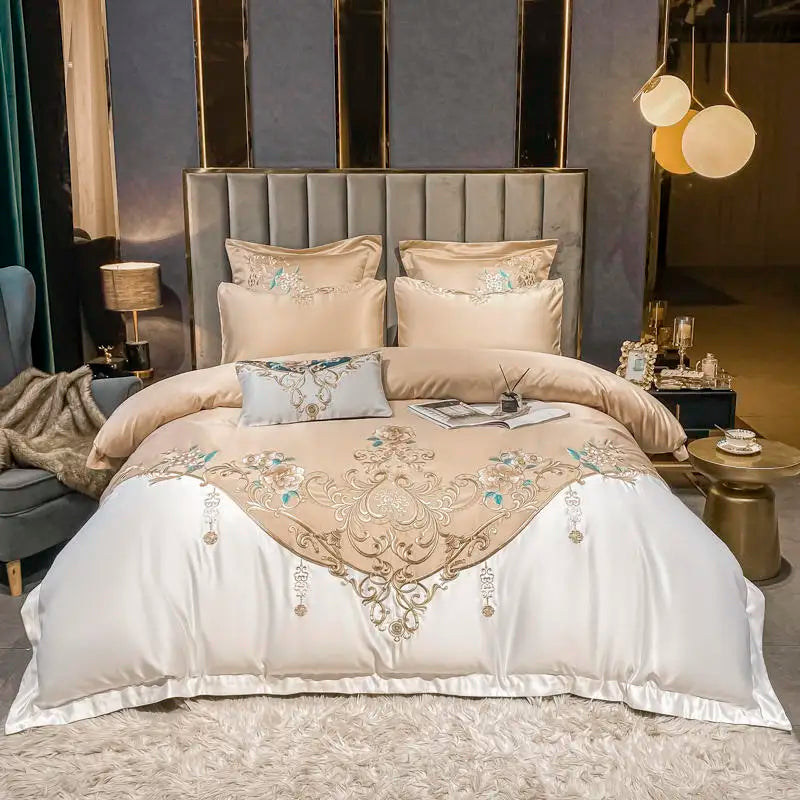 Green Satin Embroidered Bedding