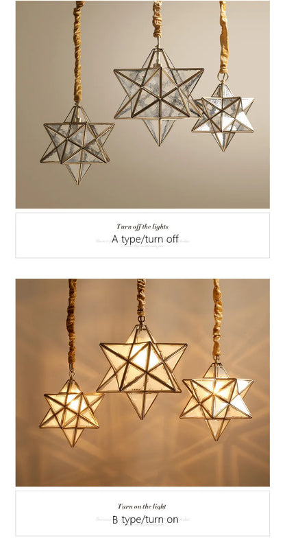 Copper Star Glass Chandelier