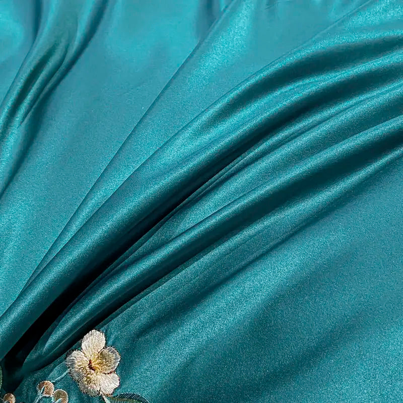 Green Satin Embroidered Bedding