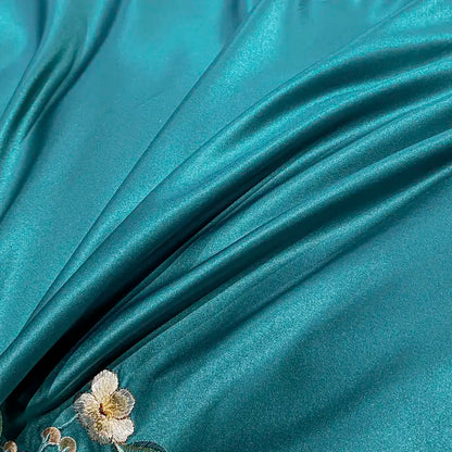 Green Satin Embroidered Bedding