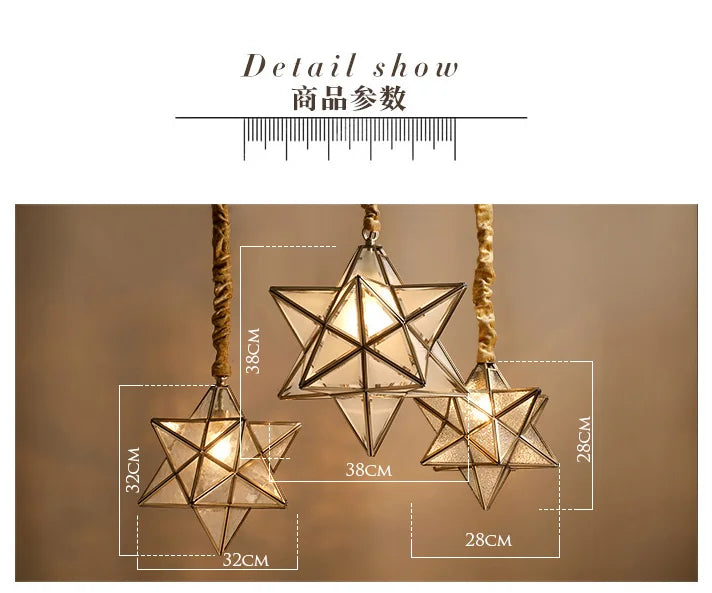 Copper Star Glass Chandelier