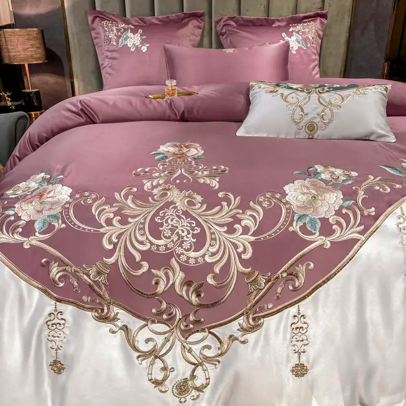 Green Satin Embroidered Bedding