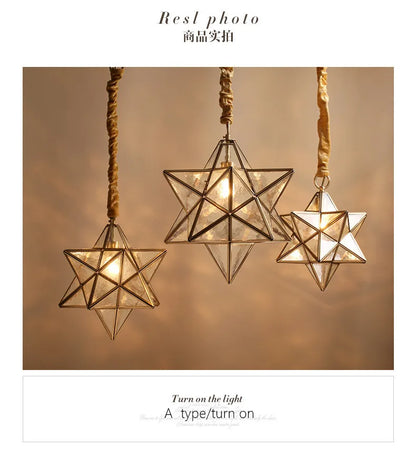 Copper Star Glass Chandelier