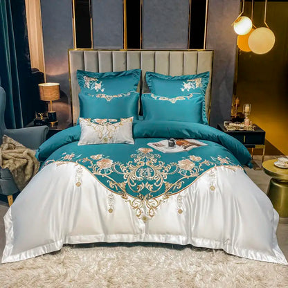 Green Satin Embroidered Bedding