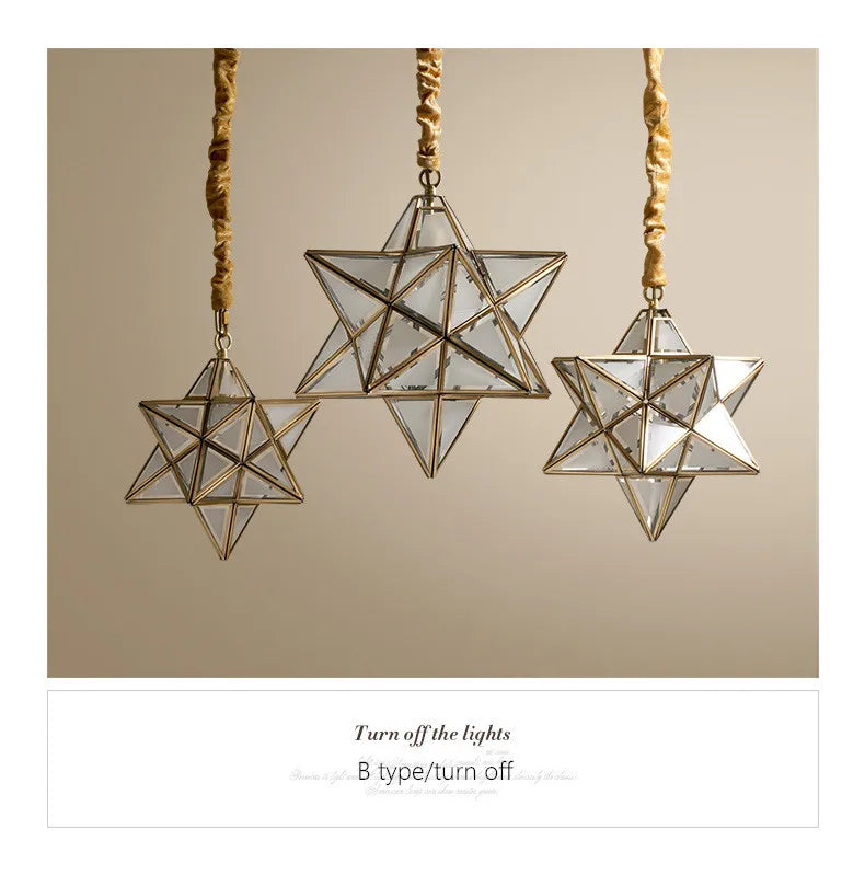 Copper Star Glass Chandelier