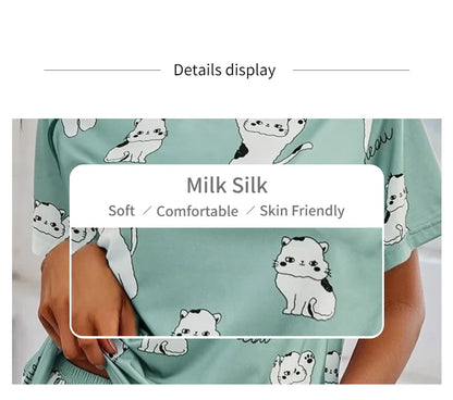Elegant Short Sleeve Pajama Set