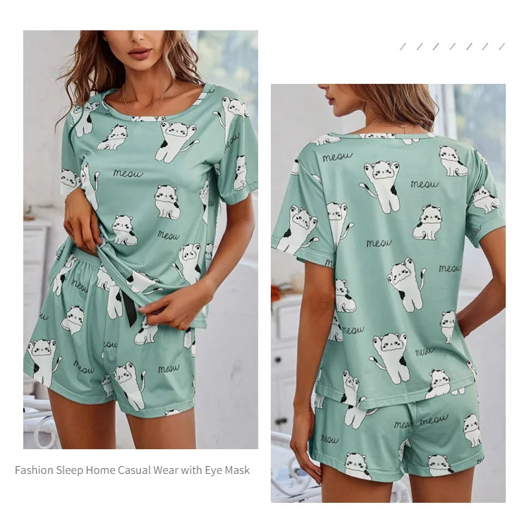 Elegant Short Sleeve Pajama Set