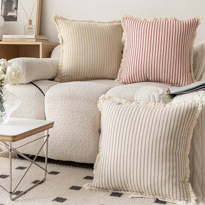Boutique Geometric Tassel Pillow Cover