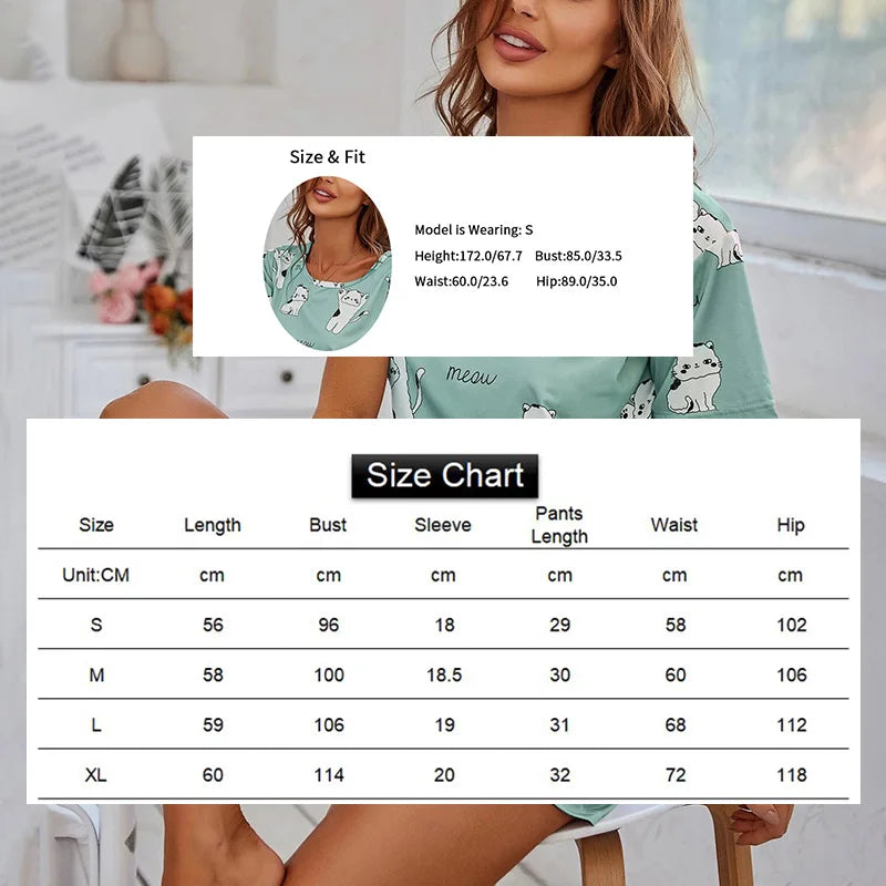 Elegant Short Sleeve Pajama Set