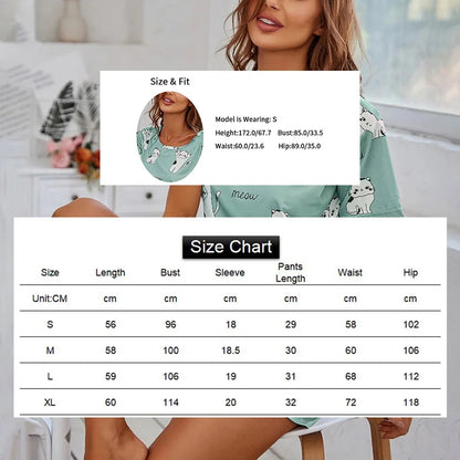Elegant Short Sleeve Pajama Set