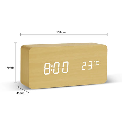 Luxe Wooden LED Alarm Clock