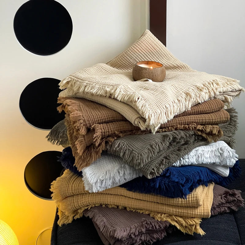 Tassel Cotton Nap Blanket