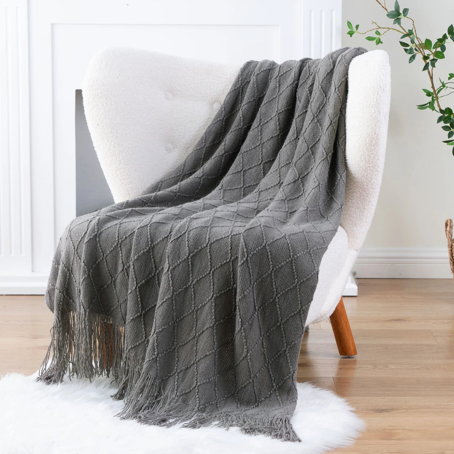 Battilo Plaid Knit Throw