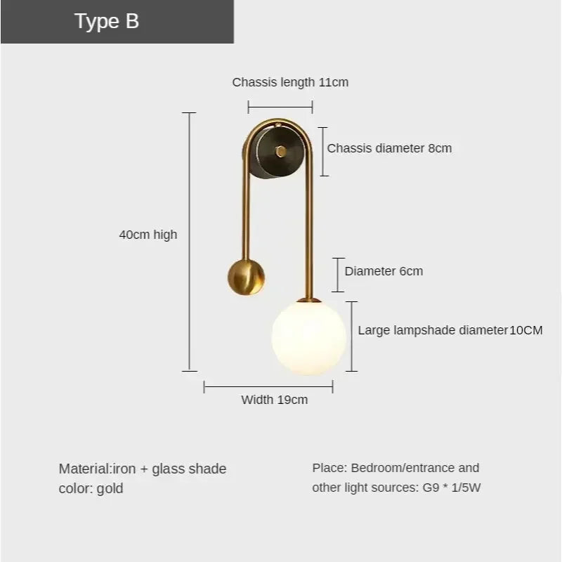 Gold Glass Ball Sconce