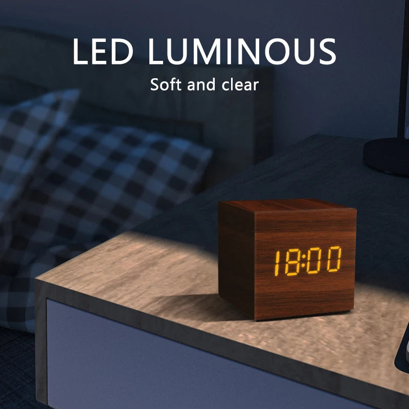 Luxe Wooden LED Alarm Clock
