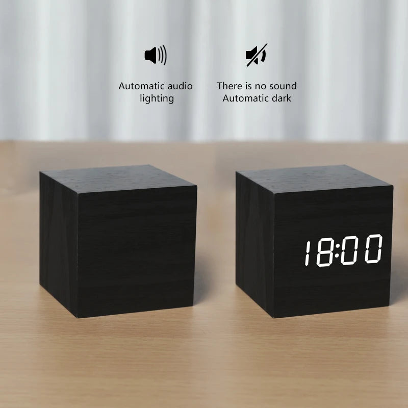 Luxe Wooden LED Alarm Clock