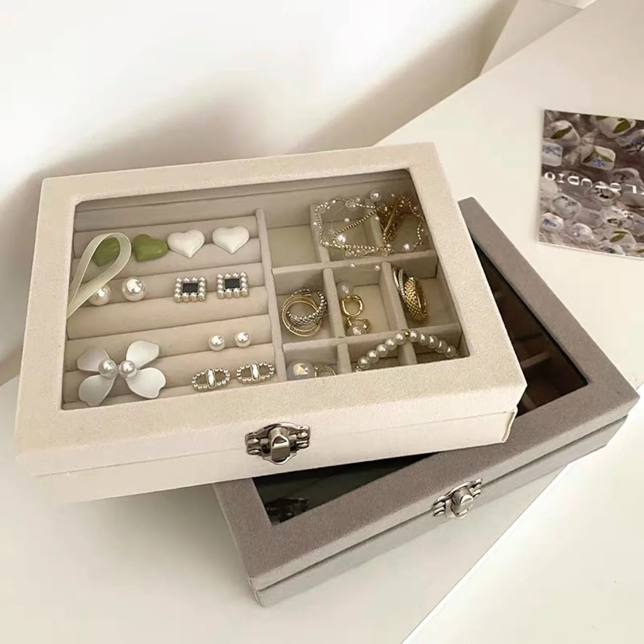 Transparent Velvet Jewelry Box