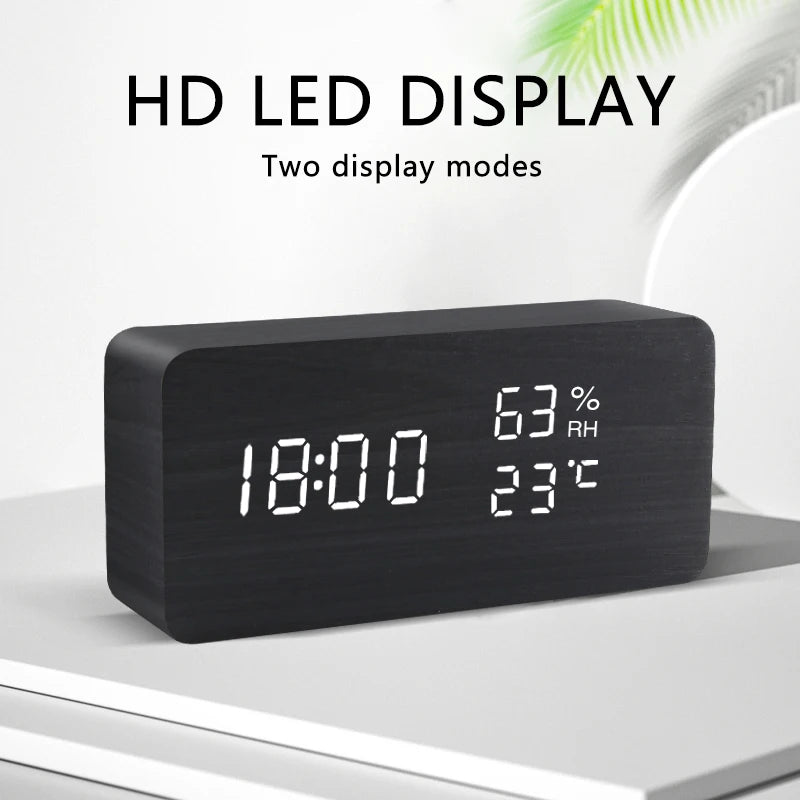 Luxe Wooden LED Alarm Clock