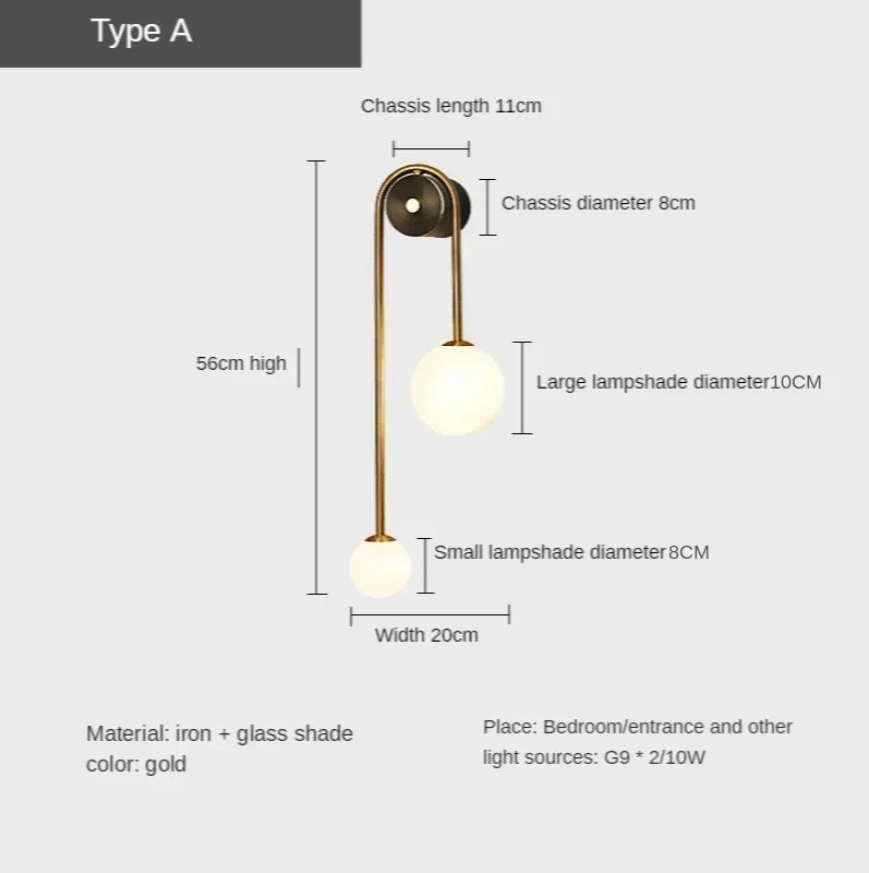 Gold Glass Ball Sconce