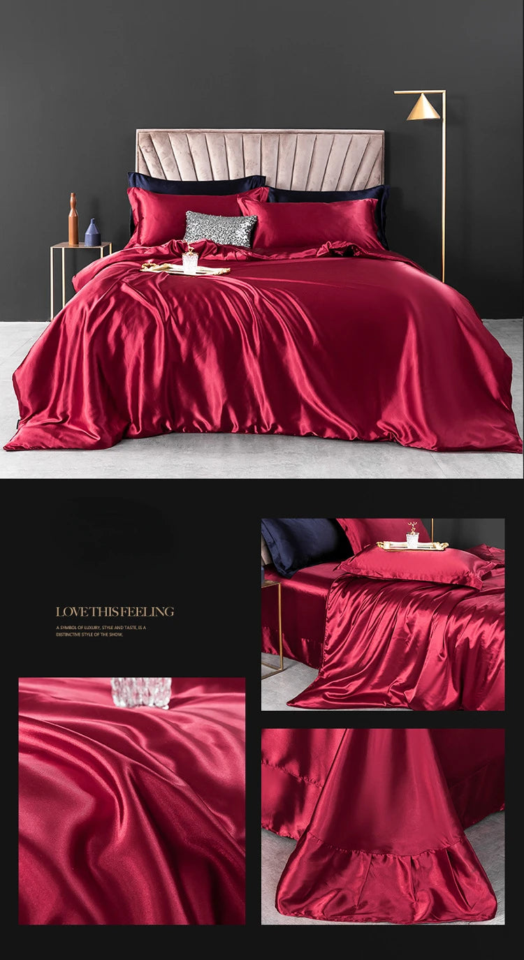 NONECN Silk Bedding Set